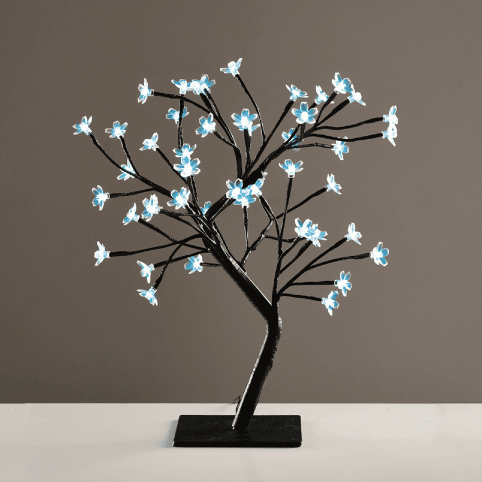 LED Δέντρο με λουλούδια σιλικόνης με 36 LED Μπλε 45cm