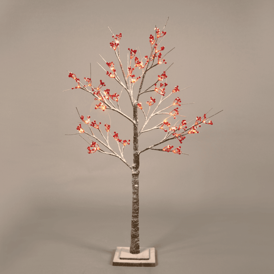 LED Snow Red Berry Tree με 48 LED Θερμό Λευκό