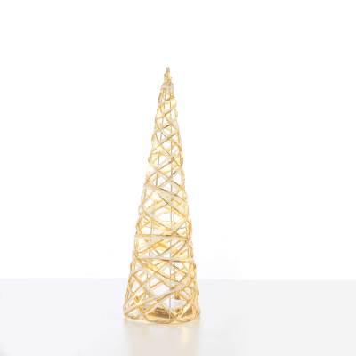LED White & Gold Cone Tree με 20 LED Λευκό με Χρυσό