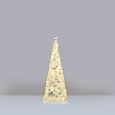 LED White Cotton Thread Cone Tree με 30 LED Λευκό