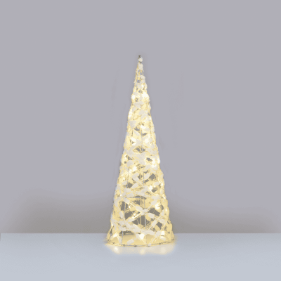 LED White Cotton Thread Cone Tree με 40 LED Λευκό