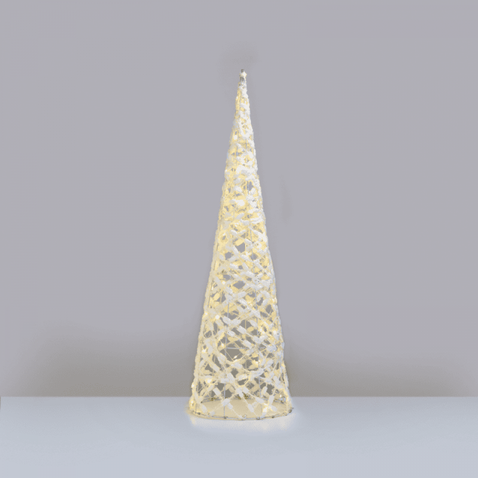 LED White Cotton Thread Cone Tree με 50 LED Λευκό
