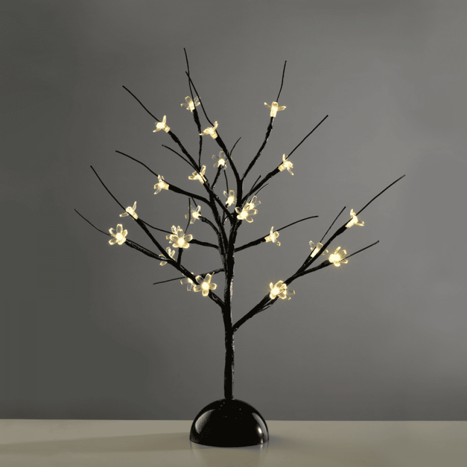 LED Δέντρο με 25 LED Mπαταρίας 10x10x45cm Μαύρο