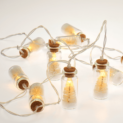 LED Mini Glass Bottle με 10 LED Διάφανο με Λευκό