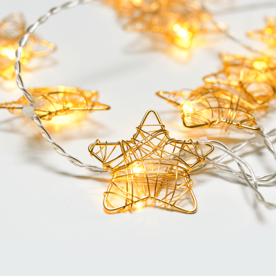 LED Metal Stars με 10 LED Χρυσό