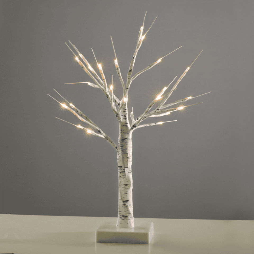 LED Χιονισμένο Δέντρο με 24 LED Mπαταρίας 45cm Λευκό