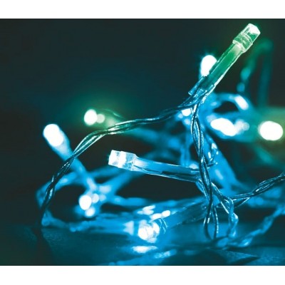 LED Χριστουγεννιάτικα Φωτάκια Κουρτίνα Διάφανο Καλώδιο IP44 200LED 2x2m Μπλε Κυανό με Πράσινο Φλας