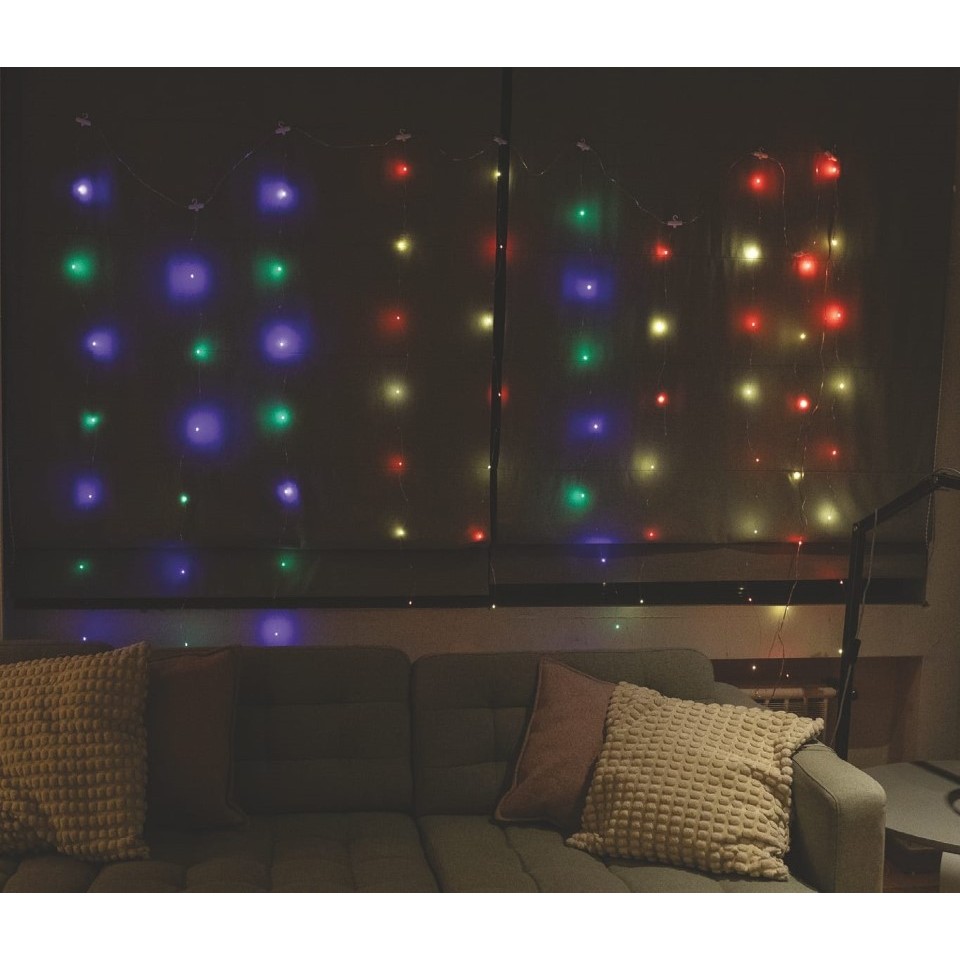 LED Χριστουγεννιάτικα Φωτάκια Κουρτίνα 200LED Διάφανο Καλώδιο 2x2m IP44 RGB με Τηλεχειριστήριο