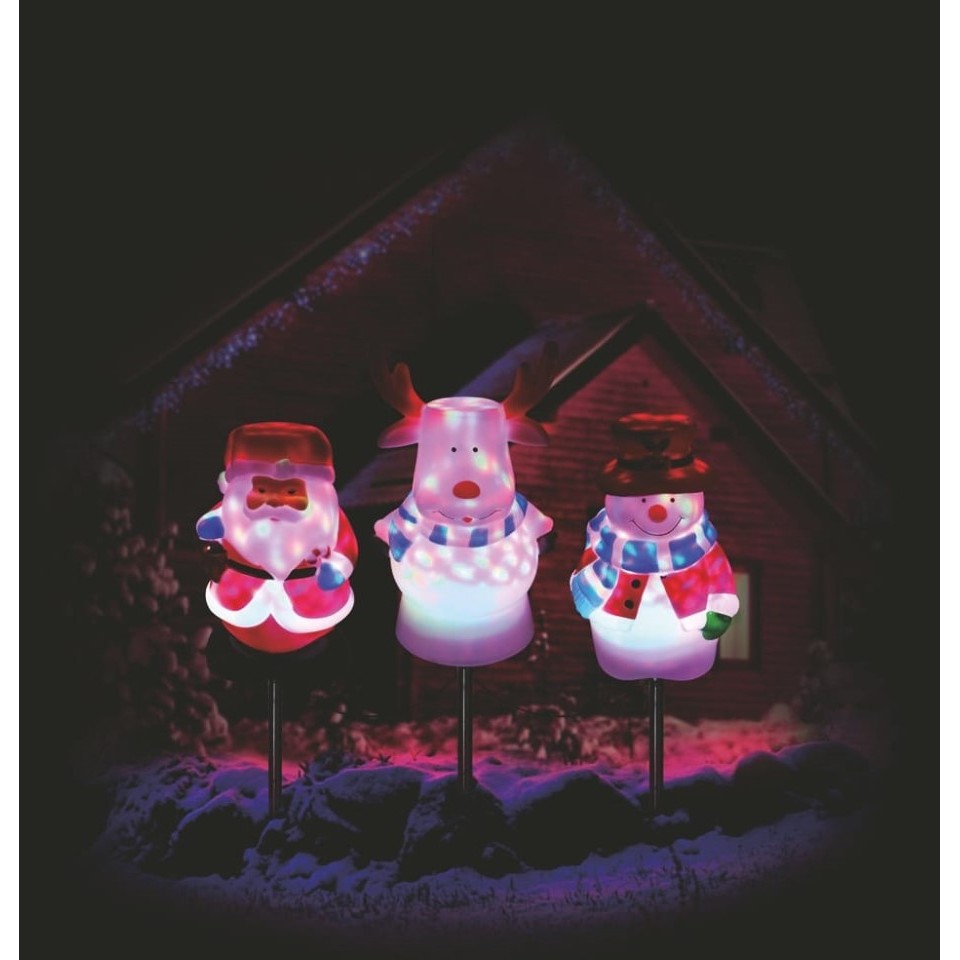 LED Χριστουγεννιάτικος Προτζέκτορας Τρεις Φιγούρες με πασαλάκια ΣΕΤ RGB