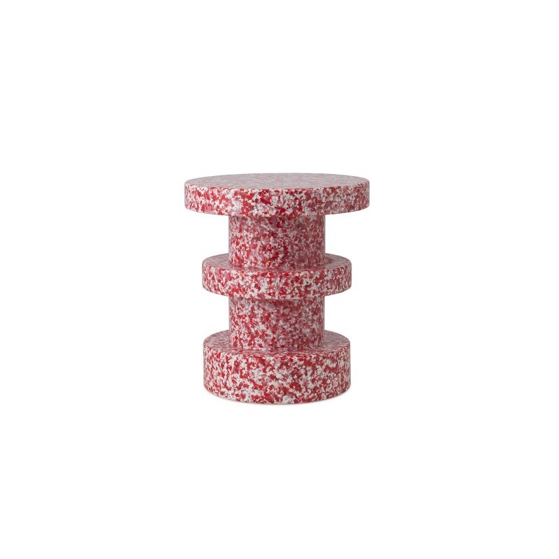 Table Stool from Recycled Materials Bit Stack Red