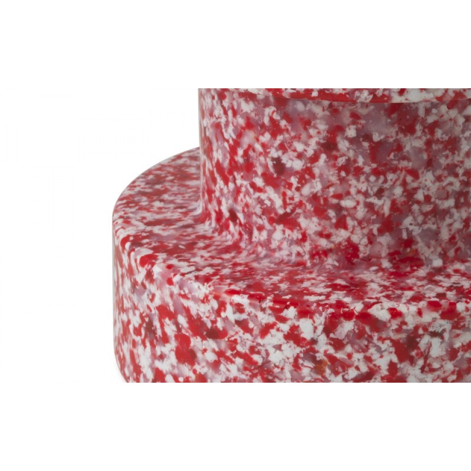 Table Stool from Recycled Materials Bit Stack Red