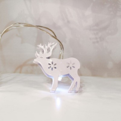 Set of 10L Led Lighting White Deers CW