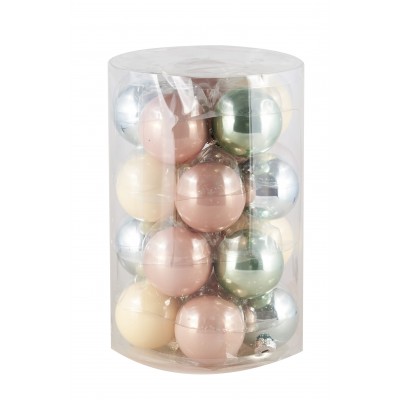 Glass Balls Xmas Tree Decoration Pastel Colors Pink/blue/green/creme 6cm set 20pcs