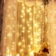 Curtain LED Copper Lights 180L with power supplier 2x1m Silver Warm White