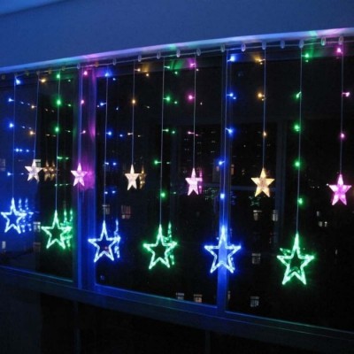 LED Xmas Lights Stars Icicle 138L 1.8m RGB IP44 with Controller