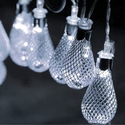 Διακοσμητικά Φωτάκια LED Μεταλλικές Λάμπες 10L Γιρλάντα Επεκτεινόμενη Ψυχρό Λευκό Φως με μετασχηματιστή