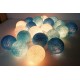 Διακοσμητικές Μπάλες Cotton Balls με LED Φωτάκια Μπαταρίας Γαλάζιες Ocean