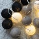 Διακοσμητικές Μπάλες Cotton Balls με LED Φωτάκια Μπαταρίας Γκρι-Χρυσό Night