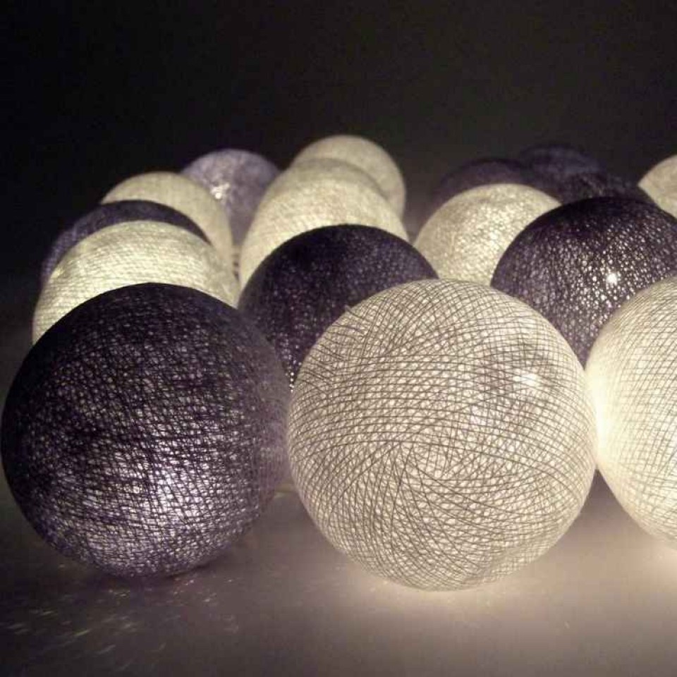 Decorative LED Lights Cotton Balls Battery Glamour