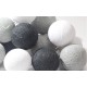 Διακοσμητικές Μπάλες Cotton Balls με LED Φωτάκια Μπαταρίας Γκρι Glamour