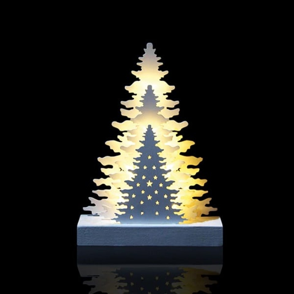 Διακοσμητικά Ξύλινα Φωτιζόμενα LED Μπαταρίας 3 Δέντρα