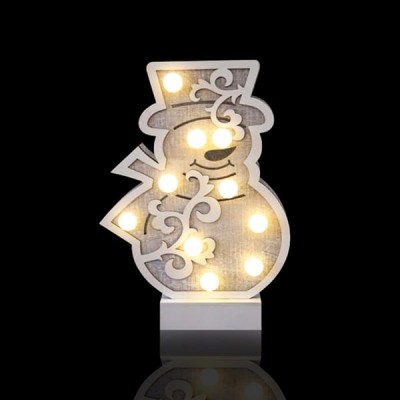Decorative Wooden LED Christmas Snowman