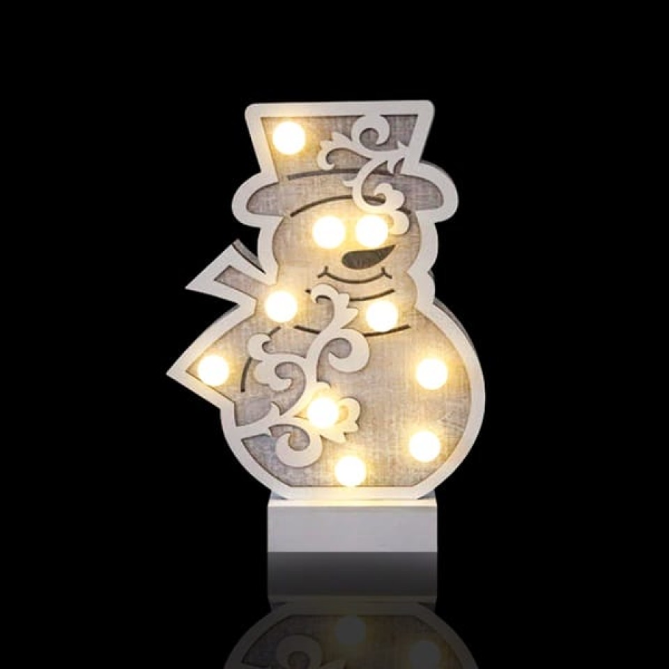 Διακοσμητικά Ξύλινα Φωτιζόμενα LED Μπαταρίας Χιονάνθρωπος