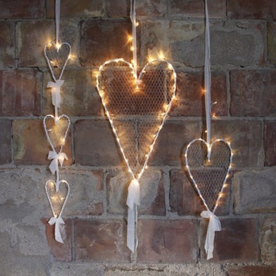 Wedding Decoration Heart with Battery Lights 3pcs 100x15cm 15 LED Warm Light