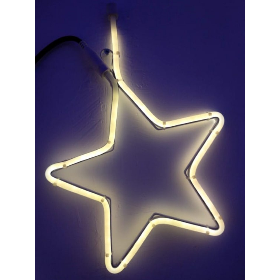 Περίγραμμα Φωτοσωλήνα σε σχήμα Αστέρι LED Θερμό Φως 27cm με 1m NEON