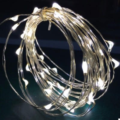 Copper String LED Lights 50L with Battery  5m  Cool White