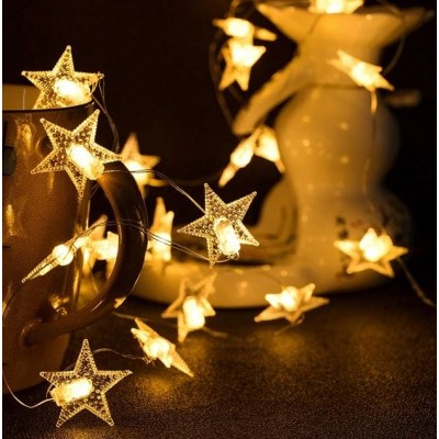 Copper String LED Lights Star 50L Warm White with Battery 5m 