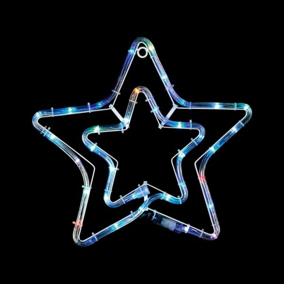 Διπλό Αστέρι 3μ Πολύχρωμο με πρόγραμμα για Χριστουγεννιάτικη Διακόσμηση