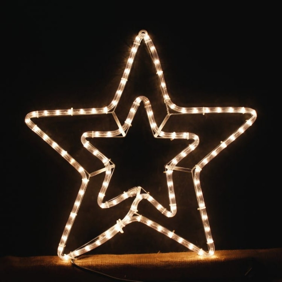Διπλό Αστέρι 3μ Λευκό με πρόγραμμα για Χριστουγεννιάτικη Διακόσμηση