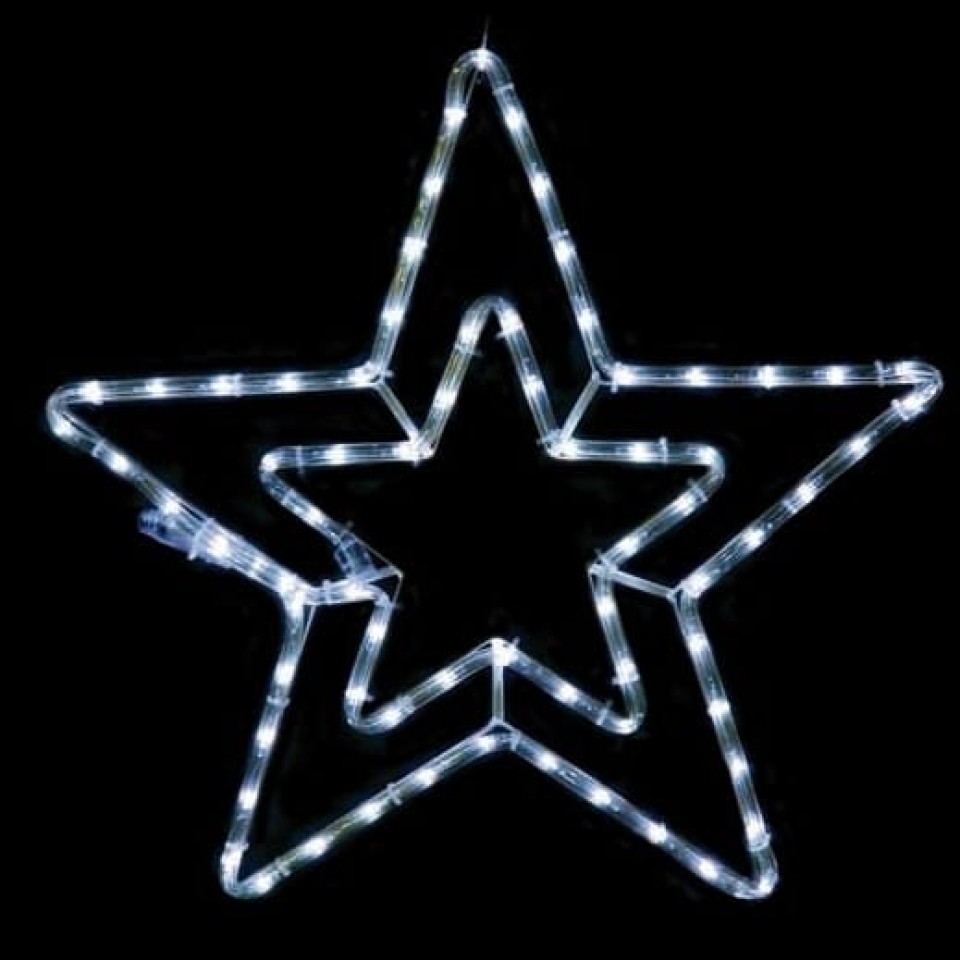 Διπλό Αστέρι LED 3μ Λευκό με πρόγραμμα για Χριστουγεννιάτικη Διακόσμηση