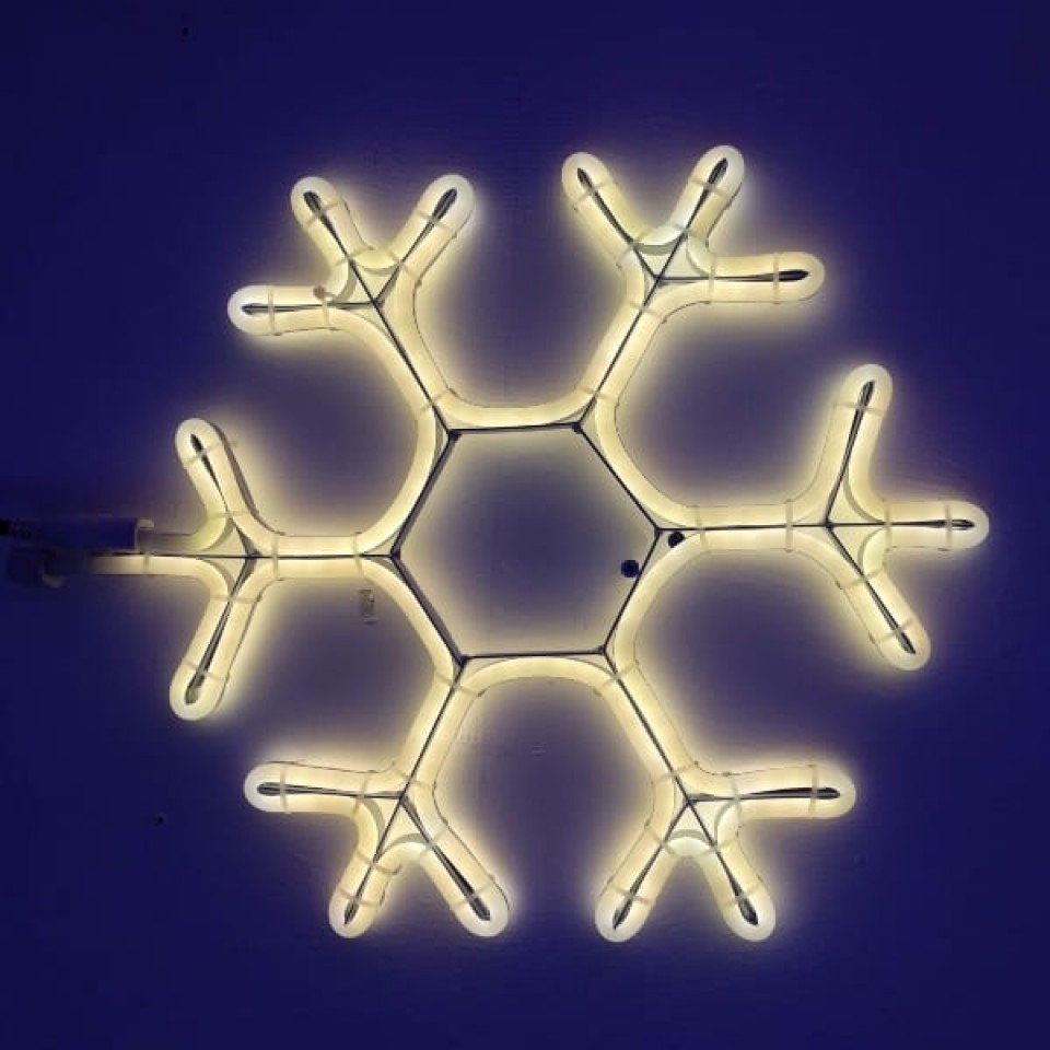 Περίγραμμα Φωτοσωλήνα LED σε σχήμα Νιφάδα Θερμό Φως 40cm με 3m NEON