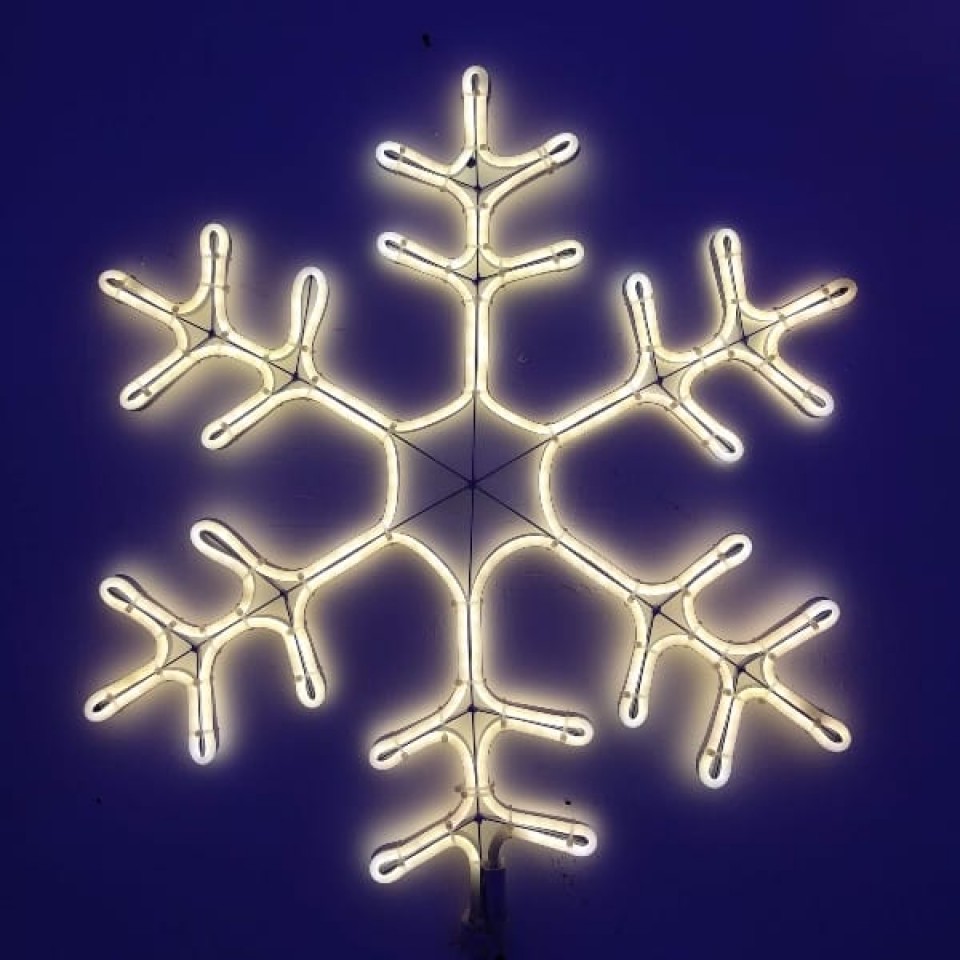 Περίγραμμα Φωτοσωλήνα LED σε σχήμα Νιφάδα Θερμό Φως 62cm με 6m NEON