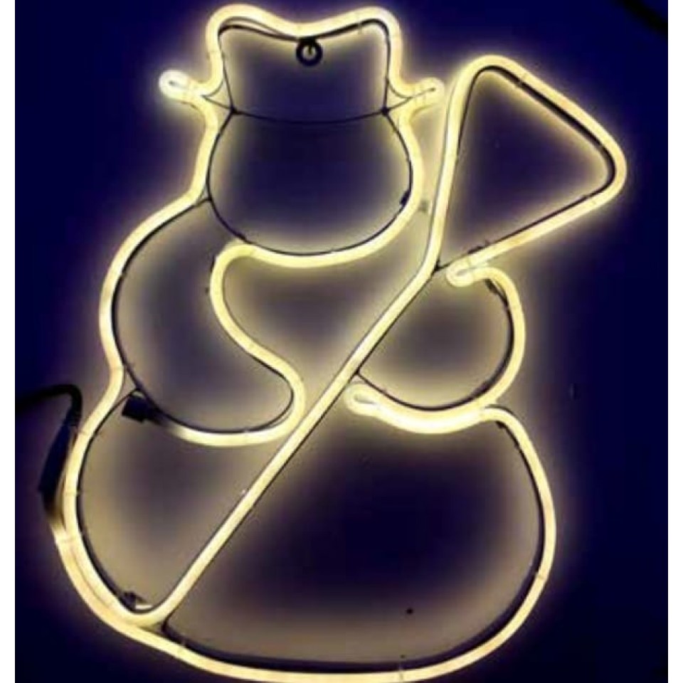 Περίγραμμα Φωτοσωλήνα LED σε σχήμα Χιονάνθρωπος Θερμό Φως 52cm με 3m NEON