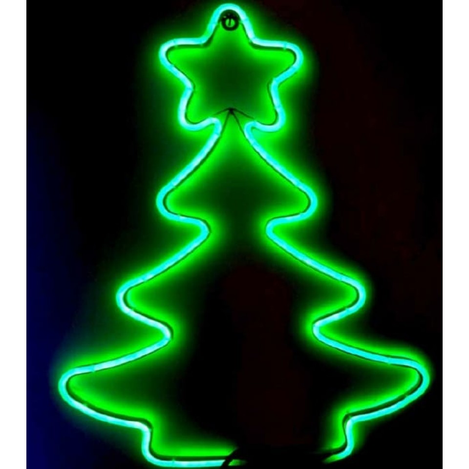 Περίγραμμα Φωτοσωλήνα LED Δέντρο 58cm Πράσινο Φως με 2m NEON