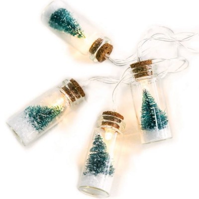 Decorative LED Xmas Light Bottles with Trees Warm White Battery