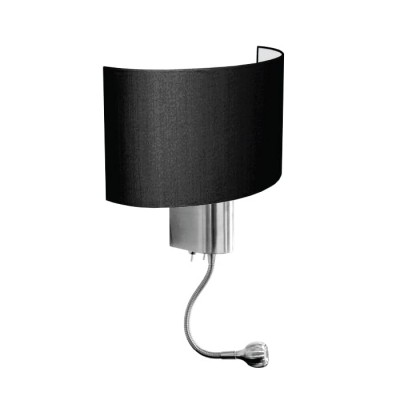 Wall Lamp for Hotel with Nickel Base and Fabric Modern Hemisphere Lampshade Black / White / Ivory