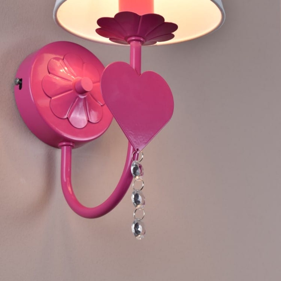 Wall lamp for Kids Room with Pink Heart