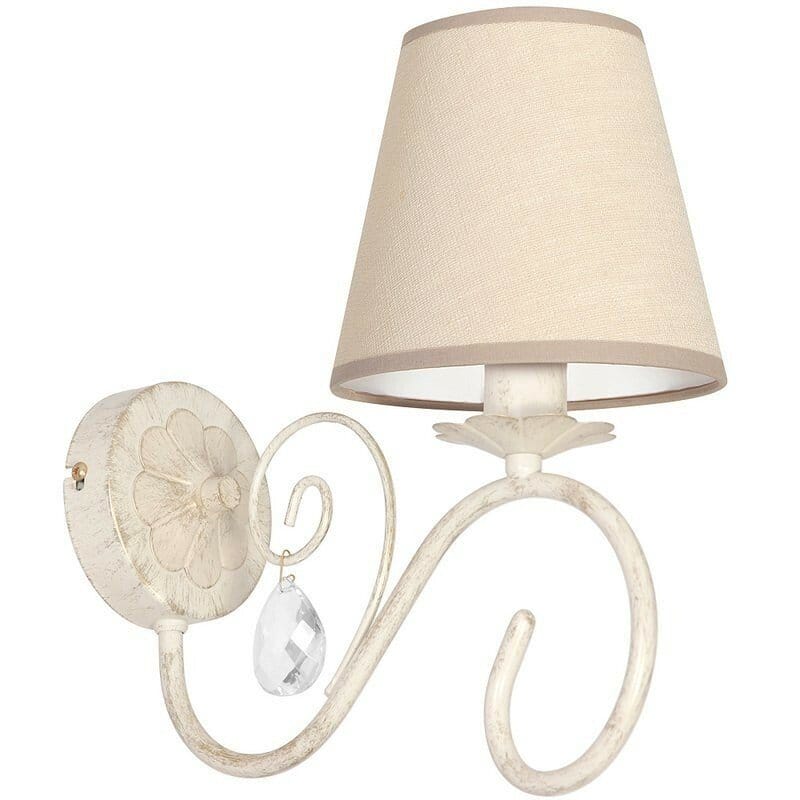 Wall lamp with White Lampshade and Crystal