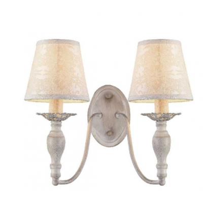 Classic Wall Lamp with White Cream Fabric Lampshade 2XE14