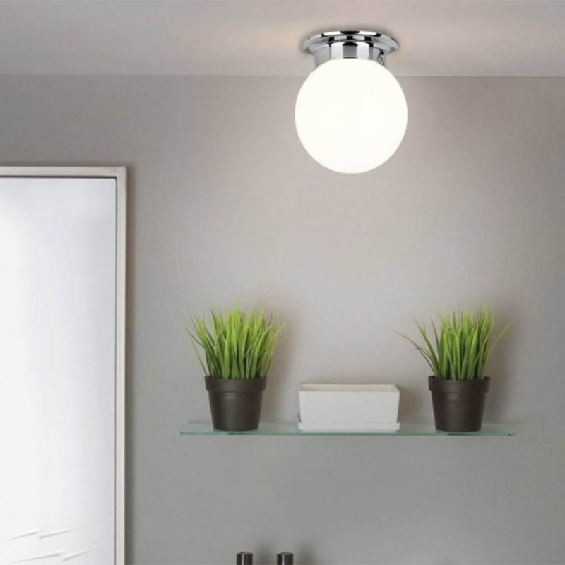Minimal Wall Light Nickel with White Glass