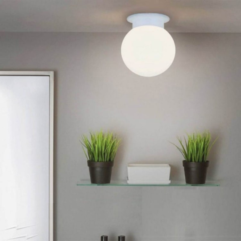 Minimal Wall Light White with White Glass