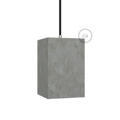 Cement Pendant Lampshade Cubo with Fabric Black Cable