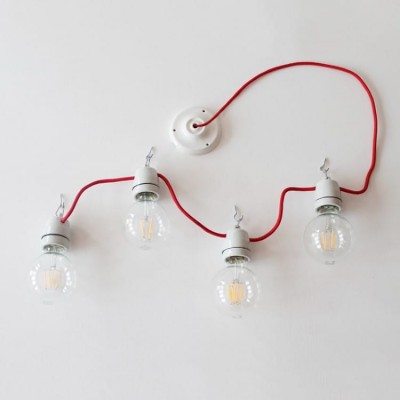 String Lights for Indoor Use Colorful Fabric Cable with White Lampholders