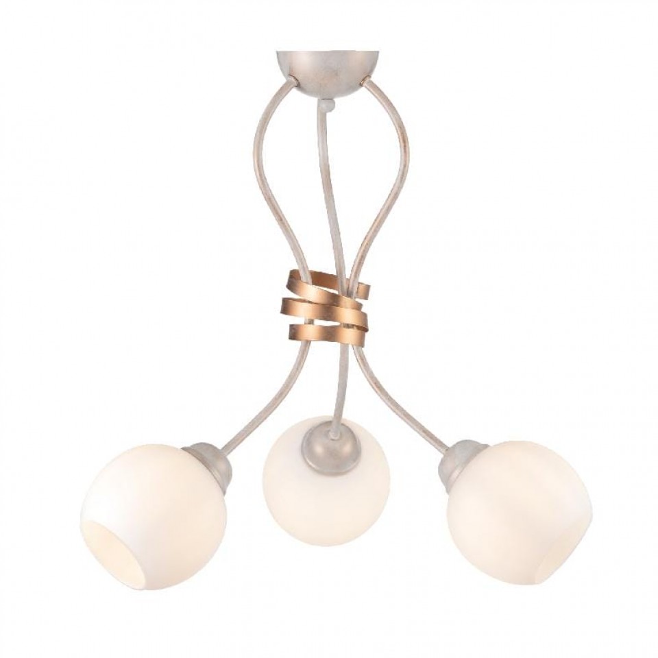 Classic Ceiling Lamp with White Metal and White Glass 3XE27