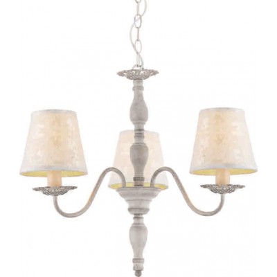 Classic Chandelier with White Cream Fabric Lampshades 3xE14