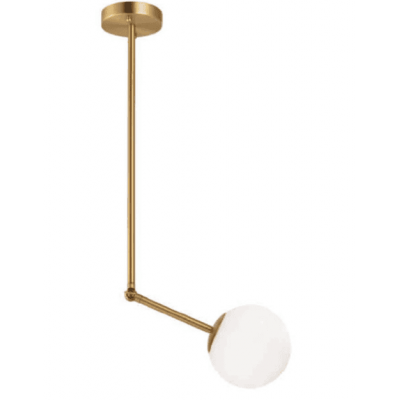 Lighting Fixture with White Glass and Bronze Gold Metal